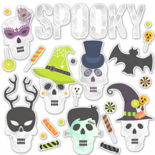 Spooky Schattigee Halloween Variety Sticker Sheet (Voorkant)