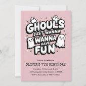 Spooky Schattigee Halloween Verjaardag | Pink Ghos Kaart (Voorkant)