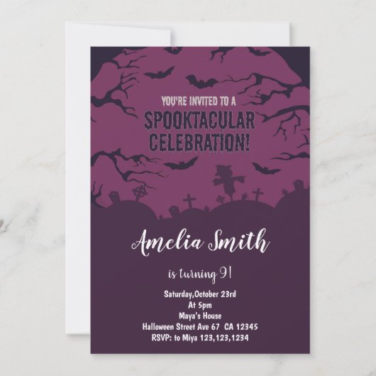 Spooky Schattigee Halloween-verjaardagsfeestuitnod Kaart (Voorkant)