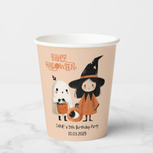 Spooky Schattigee heks en spook Halloween verjaard Papieren Bekers