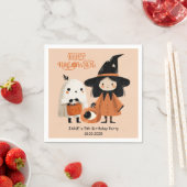 Spooky Schattigee heks en spook Halloween verjaard Servet (Insitu)