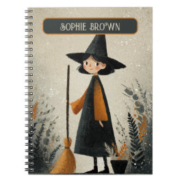 Spooky Schattigee heks naam tag Halloween Notitieboek