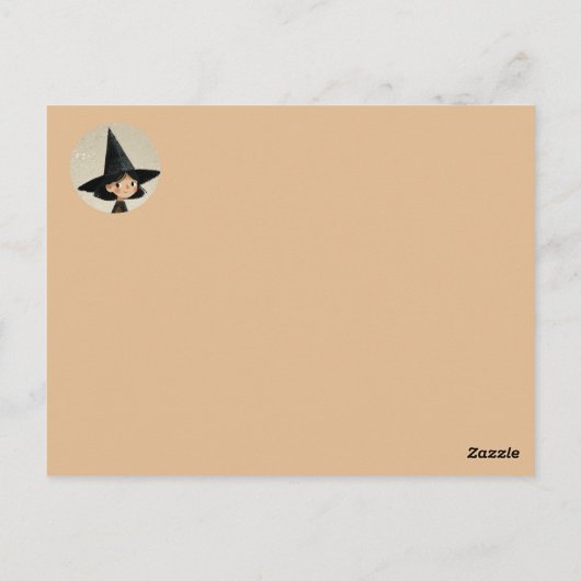 Spooky Schattigee heks Waterverf Halloween Briefkaart (Achterkant)