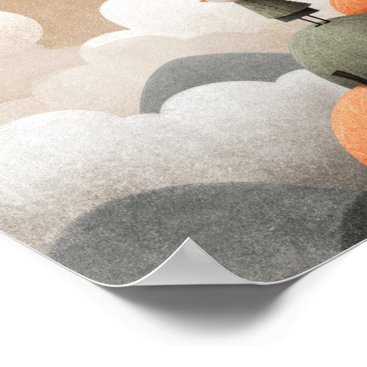 Spooky Schattigee heks Waterverf Halloween Nursery Poster (Hoek)