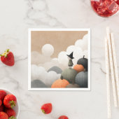 Spooky Schattigee heks Waterverf kunst Halloween Servet (Insitu)