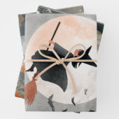 Spooky Schattigee heksen Waterverf Halloween Inpakpapier Vel (In situ)