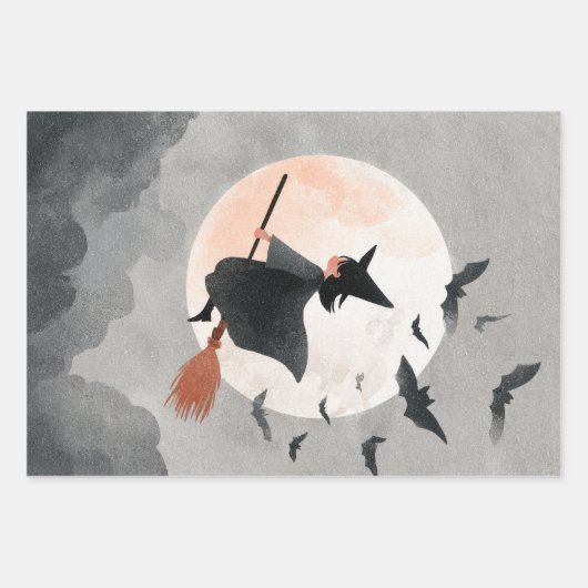 Spooky Schattigee heksen Waterverf Halloween Inpakpapier Vel (Voorkant)