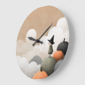 Spooky Schattigee Heksenillustratie Halloween Nurs Grote Klok (Hoek)