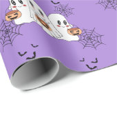 Spooky Schattigee Kawaii Cartoon Ghost Halloween P Cadeaupapier (Rol Hoek)