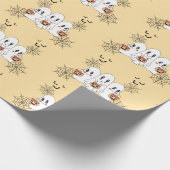 Spooky Schattigee Kawaii Cartoon Ghost Halloween P Cadeaupapier (Hoek)