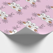 Spooky Schattigee Kawaii Cartoon Ghost Halloween P Cadeaupapier (Hoek)