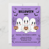 Spooky Schattigee Kawaii Cartoon Ghost Halloween P Kaart (Voorkant)