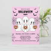 Spooky Schattigee Kawaii Cartoon Ghost Halloween P Kaart (Staand voorkant)