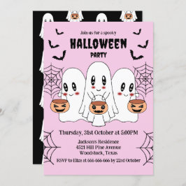 Spooky Schattigee Kawaii Cartoon Ghost Halloween P Kaart