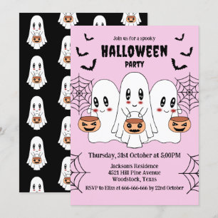 Spooky Schattigee Kawaii Cartoon Ghost Halloween P Kaart