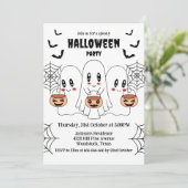 Spooky Schattigee Kawaii Cartoon Ghost Halloween P Kaart (Staand voorkant)
