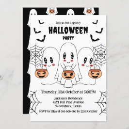 Spooky Schattigee Kawaii Cartoon Ghost Halloween P Kaart