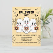 Spooky Schattigee Kawaii Cartoon Ghost Halloween P Kaart (Staand voorkant)