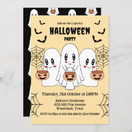 Spooky Schattigee Kawaii Cartoon Ghost Halloween P Kaart