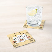 Spooky Schattigee Kawaii Cartoon Ghost Halloween P Kartonnen Onderzetters (Insitu)