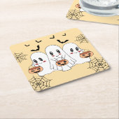 Spooky Schattigee Kawaii Cartoon Ghost Halloween P Kartonnen Onderzetters (Schuin)