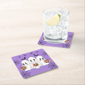 Spooky Schattigee Kawaii Cartoon Ghost Halloween P Kartonnen Onderzetters (Insitu)