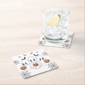 Spooky Schattigee Kawaii Cartoon Ghost Halloween P Kartonnen Onderzetters (Insitu)