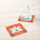 Spooky Schattigee Kawaii Cartoon Ghost Halloween P Kartonnen Onderzetters (Insitu)