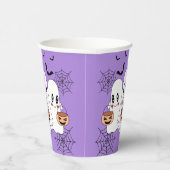 Spooky Schattigee Kawaii Cartoon Ghost Halloween P Papieren Bekers (Rechts)