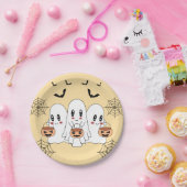 Spooky Schattigee Kawaii Cartoon Ghost Halloween P Papieren Bordje (Feest)