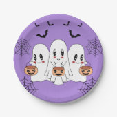 Spooky Schattigee Kawaii Cartoon Ghost Halloween P Papieren Bordje (Voorkant)