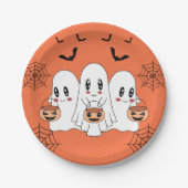 Spooky Schattigee Kawaii Cartoon Ghost Halloween P Papieren Bordje (Voorkant)