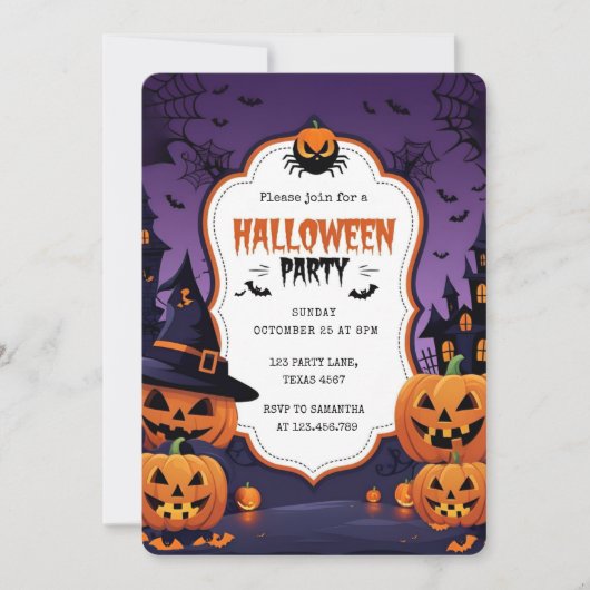 Spooky Schattigee Kinder Halloween Party Feestdagenkaart (Voorkant)