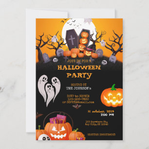 Spooky Schattigee Kinder Halloween Party Invitatio Kaart