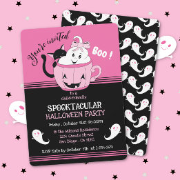 Spooky Schattigee Kinder Roze Zwarte Halloween Uit Kaart