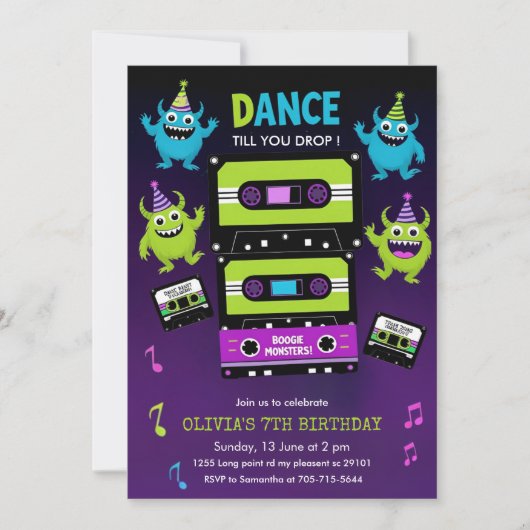 Spooky Schattigee Monster Dance Halloween Verjaard Kaart (Voorkant)