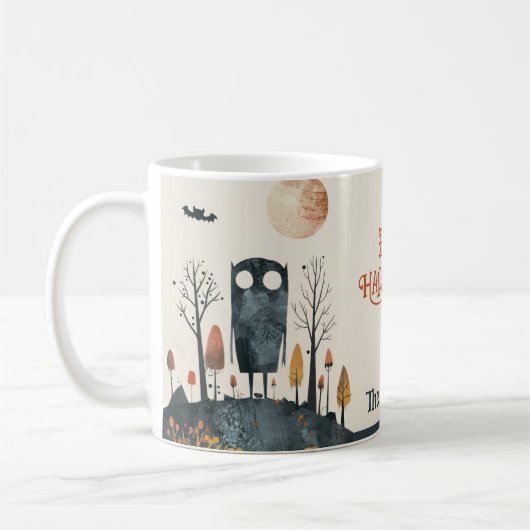 Spooky Schattigee Monster Herfst Scenery Happy Hal Koffiemok (Links)