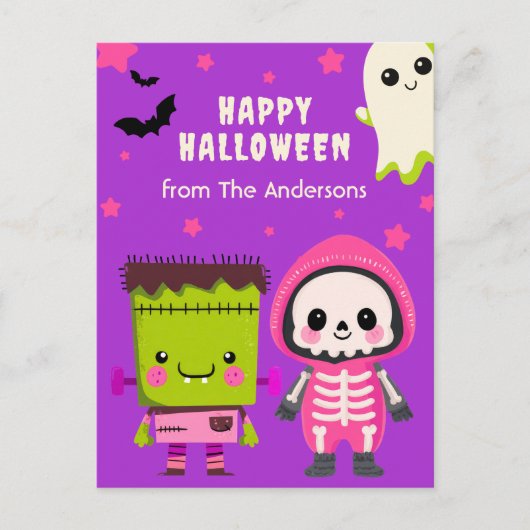 Spooky Schattigee Monster Mash Happy Halloween Paa Briefkaart (Voorkant)