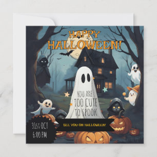 Spooky-Schattigee oktober Ghost Pumpkin Party Kaart