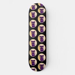 Spooky Schattigee Paarse Cartoon Cat Persoonlijk Skateboard