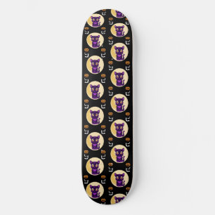 Spooky Schattigee Paarse Cartoon Cat Persoonlijk Skateboard