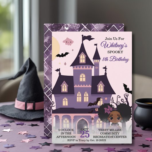 Spooky Schattigee Paarse Verjaardag Gothic Afro Pu Kaart