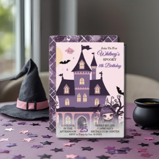 Spooky Schattigee Paarse verjaardag Gothic Girl Kaart