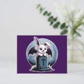 Spooky Schattigee Pastel Gothic Vampire Bunny Hall Feestdagenkaart (Staand voorkant)