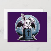 Spooky Schattigee Pastel Gothic Vampire Bunny Hall Feestdagenkaart (Voorkant / Achterkant)