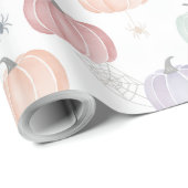 Spooky Schattigee Pastel Pumpkin en Spider Hallowe Cadeaupapier (Rol Hoek)