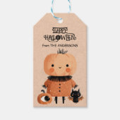 Spooky Schattigee Pompoen Monster Waterverf Hallow Cadeaulabel (Voorkant)