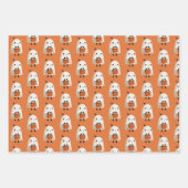 Spooky Schattigee Pumpkin Ghost Bat Pattern Hallow Inpakpapier Vel (Voorkant 3)