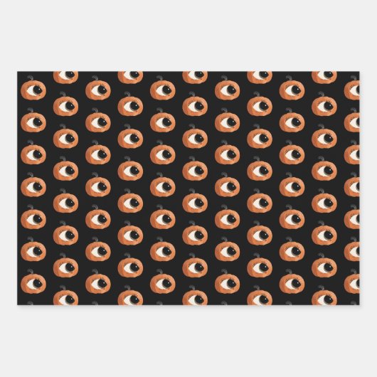 Spooky Schattigee Pumpkin Ghost Bat Pattern Hallow Inpakpapier Vel (Voorkant 2)