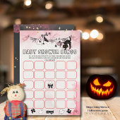 Spooky-Schattigee Roze & Zwart Baby shower Bingo G Kaart